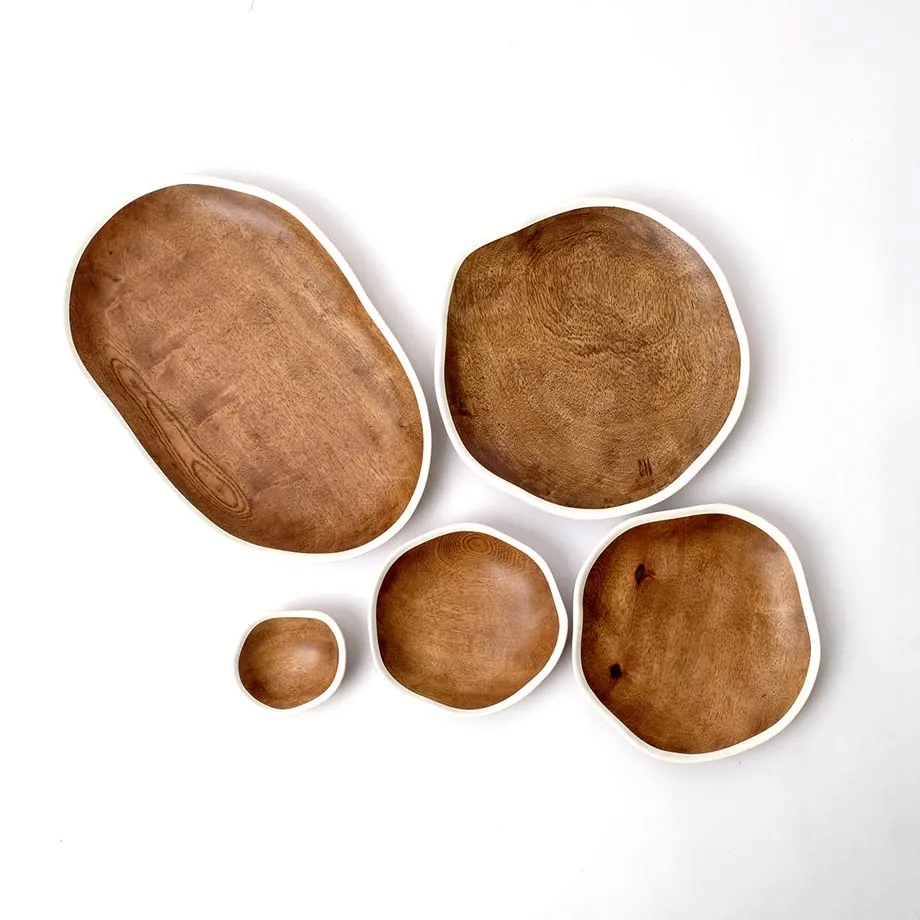 AMB20-023, 024, 025, 026 Round organic platter and AMB20-027 Oval platter, natural, image 1