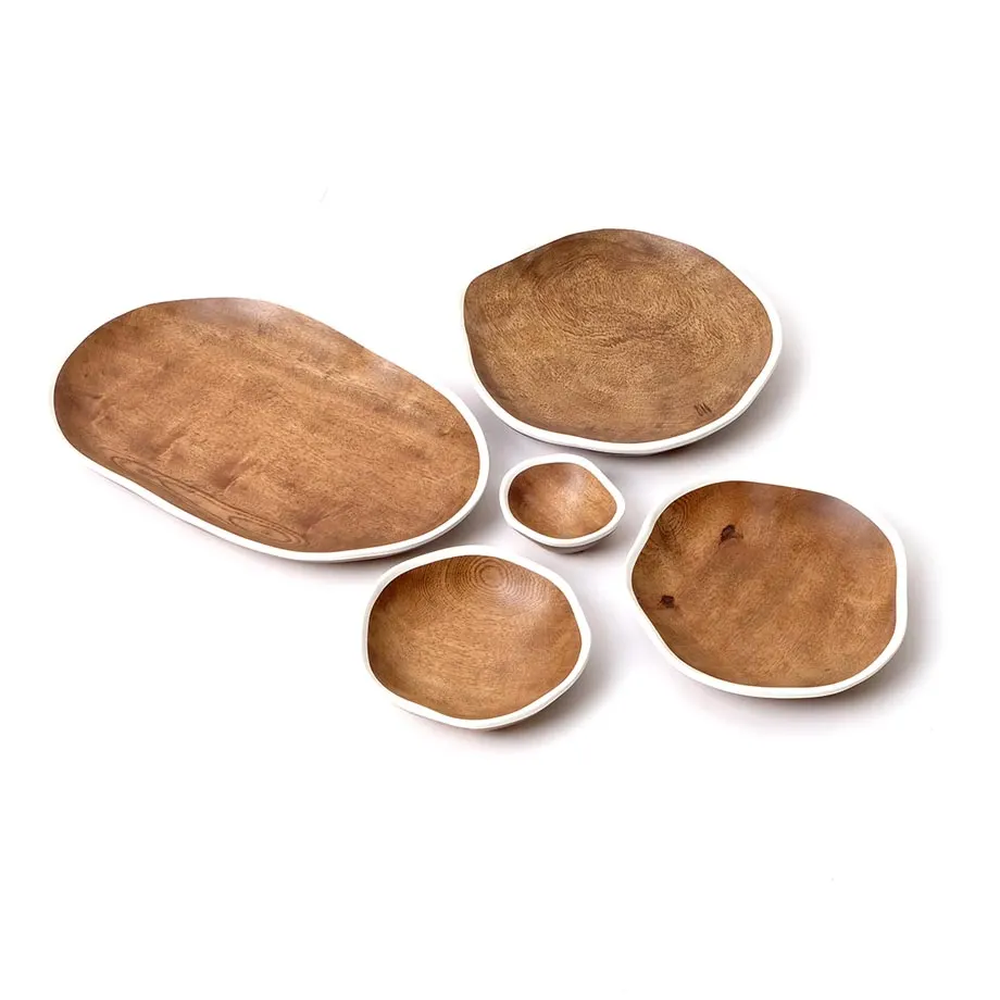 AMB20-023, 024, 025, 026 Round organic platter and AMB20-027 Oval platter, natural, image 2
