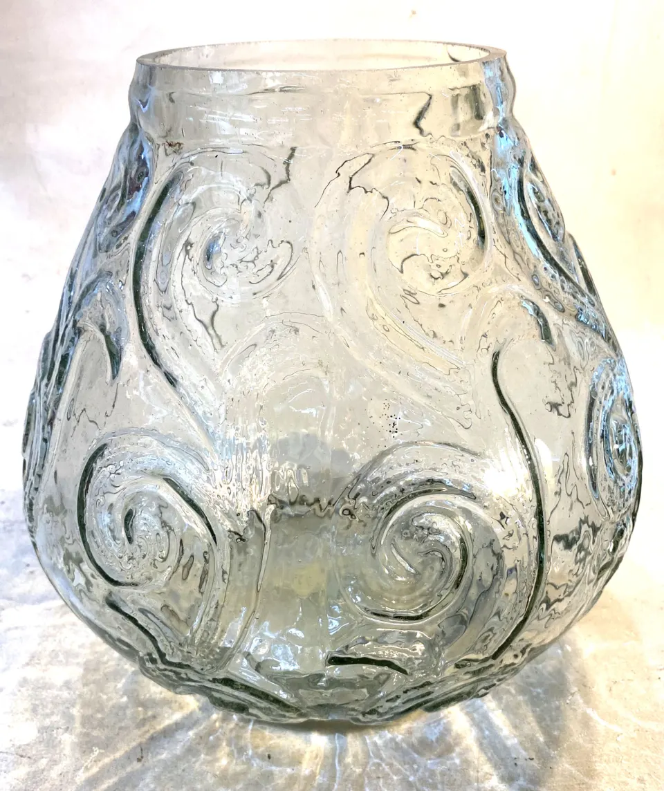 Arabesque Design Hand Blown Recycled Glass Fruit Bowl-Vase 