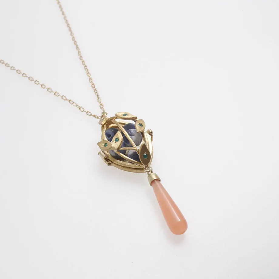 Gazebo Locket with Lava Stones, Green Agates & Lavander Jade Pendant, image 3