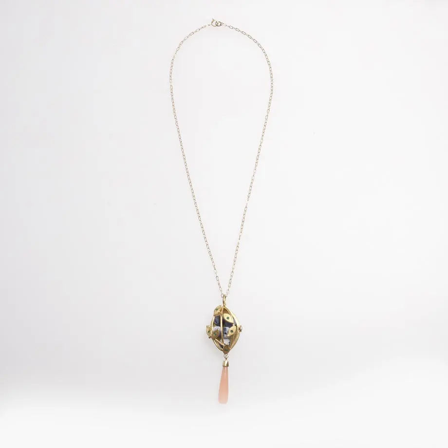 Gazebo Locket with Lava Stones, Green Agates & Lavander Jade Pendant, image 2
