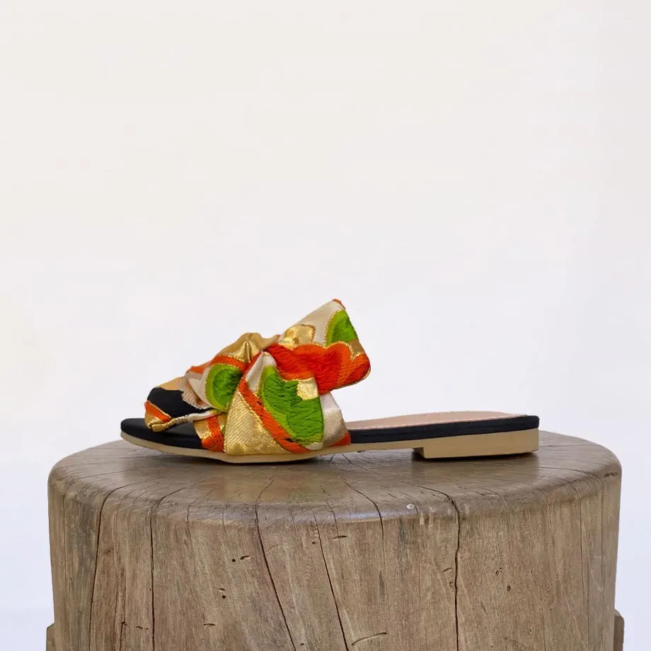 Oriental Black Obi Ribbon Sandal , image 1