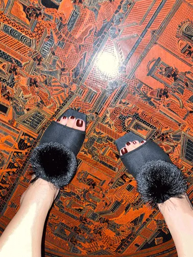 POM POM MID HEELED MULE - BLACK, image 1