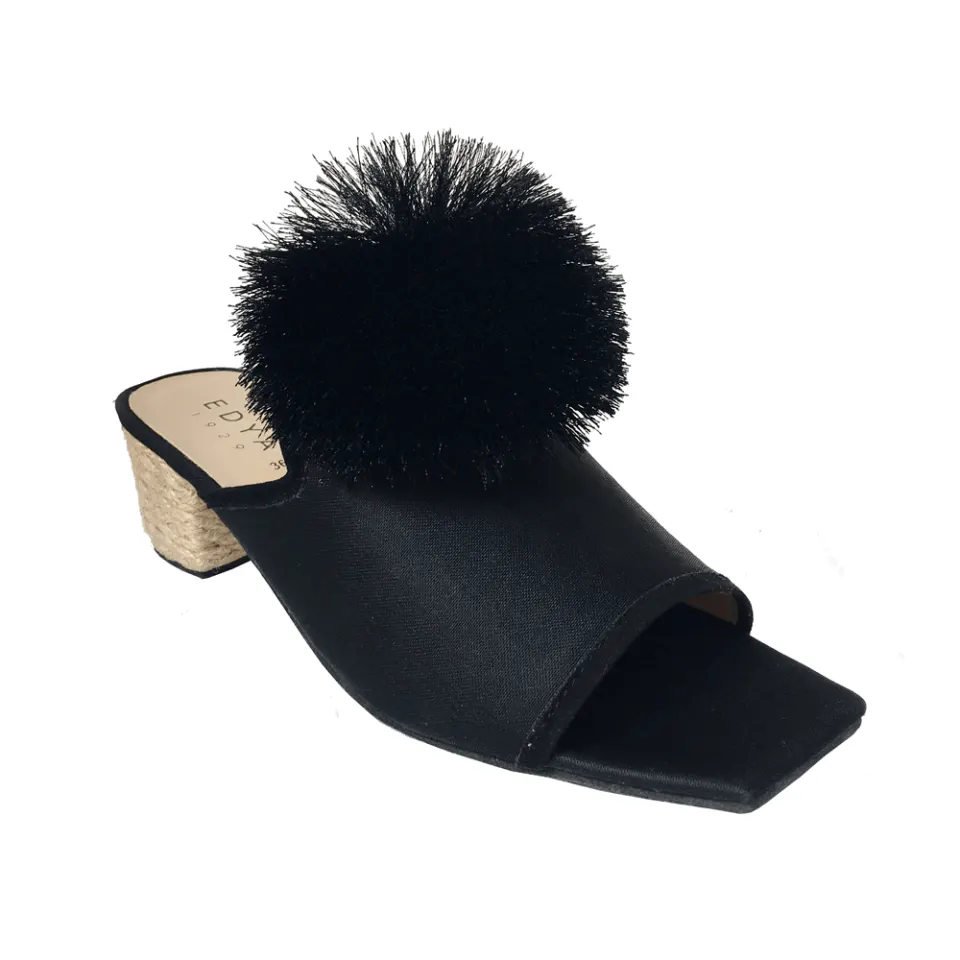 POM POM MID HEELED MULE - BLACK, image 2