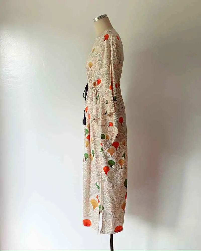 Geometric White Kimono Cover up Dress, image 4