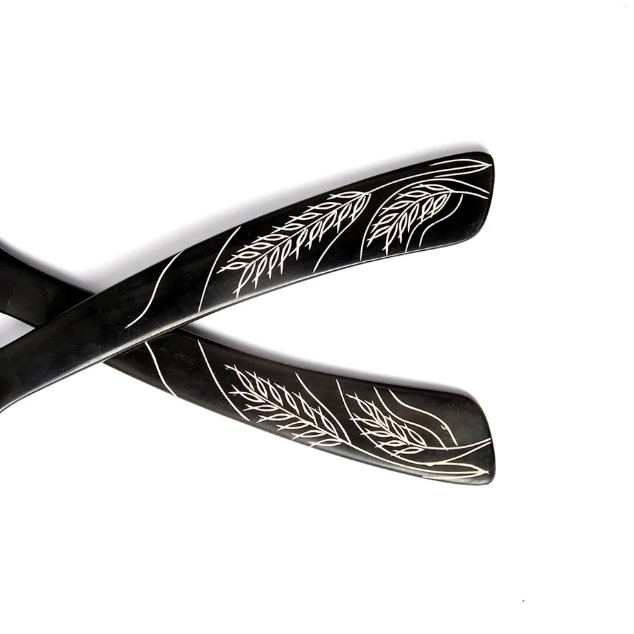 Salad Server with White Leaf Design, image 1