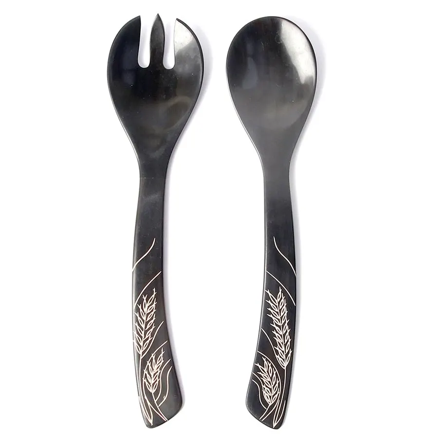 Salad Server with White Leaf Design, image 5