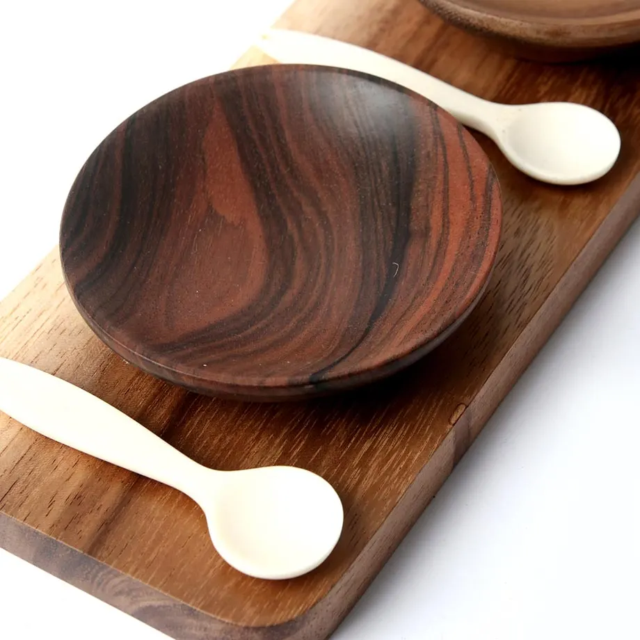 Wooden Bowl Condiment Set, image 1
