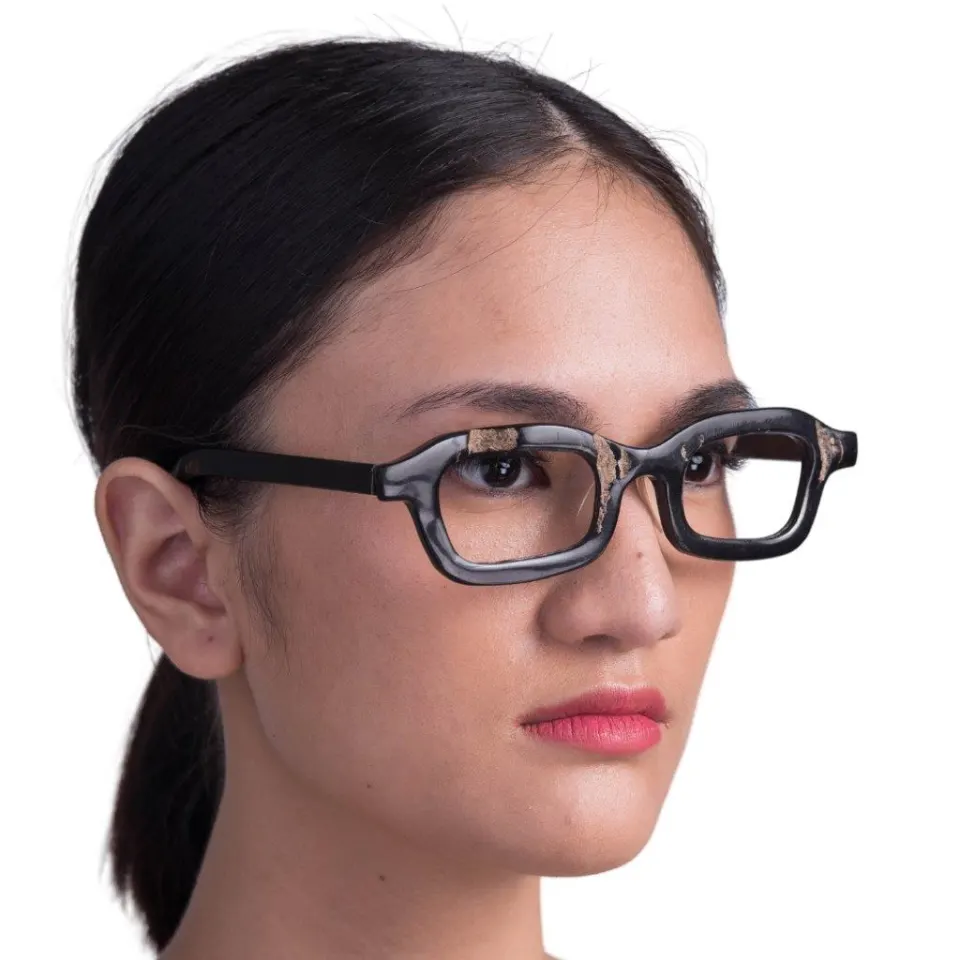 Black Carabao Horn Rectangle Shaped Eyeglasses, image 5