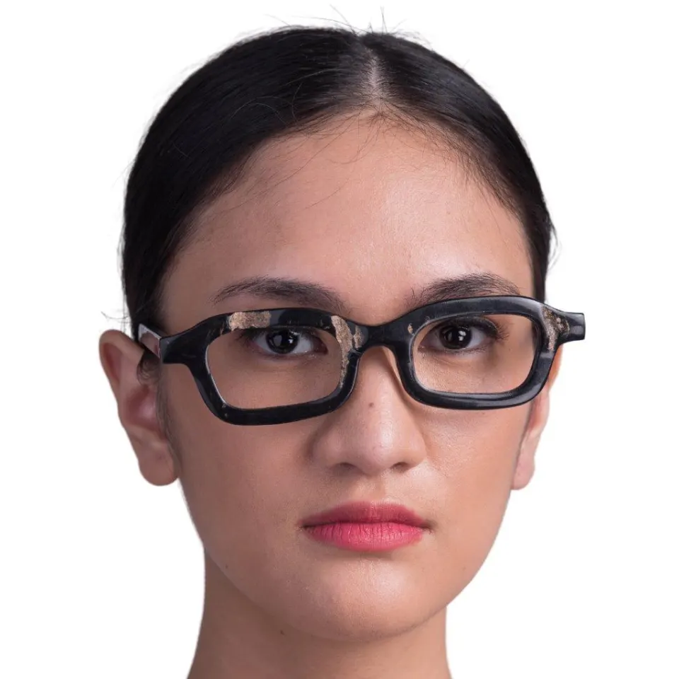 Black Carabao Horn Rectangle Shaped Eyeglasses, image 4