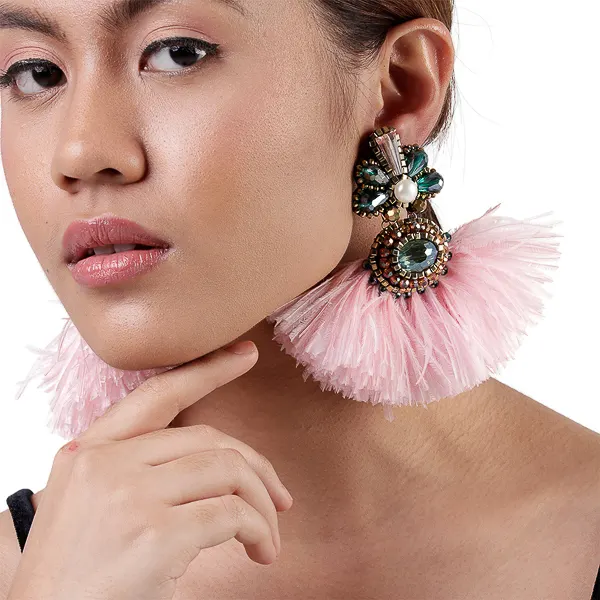 Jagrani Earrings Ostrich in Pink, image 4