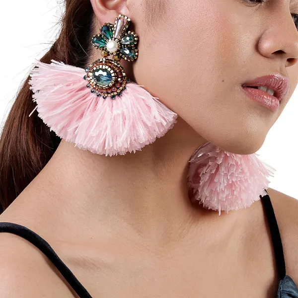 Jagrani Earrings Ostrich in Pink, image 2