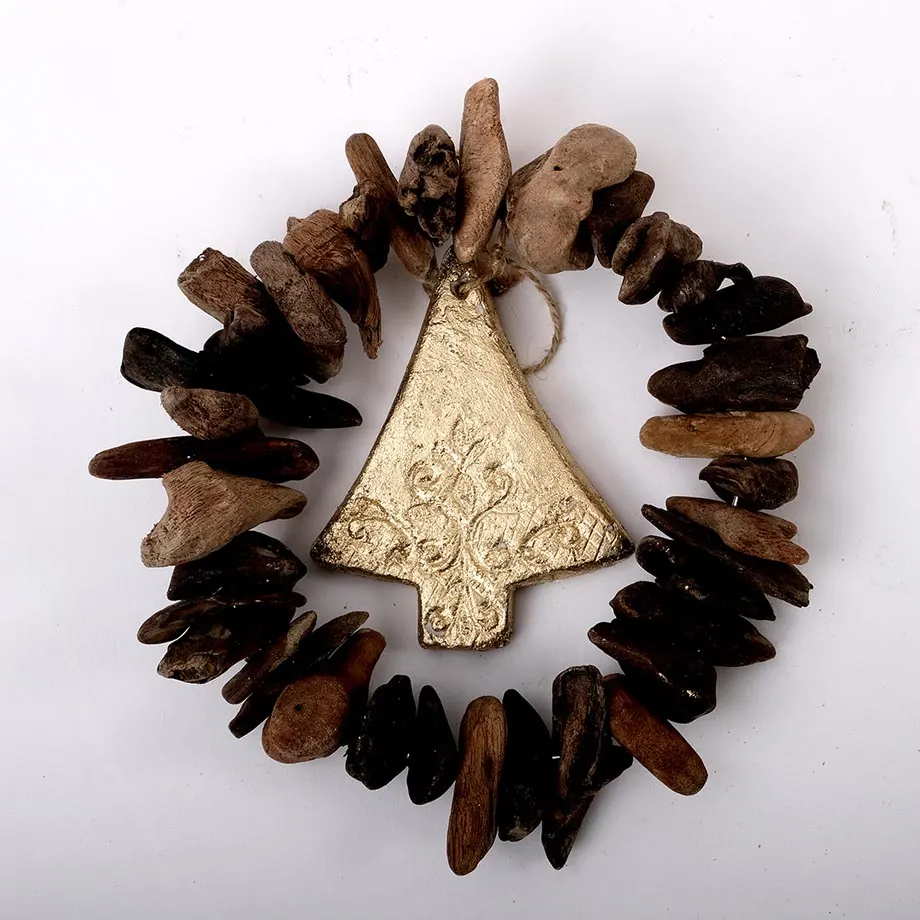 S3 Round Driftwood Ornament with Pulp Shapes Accents, image 1