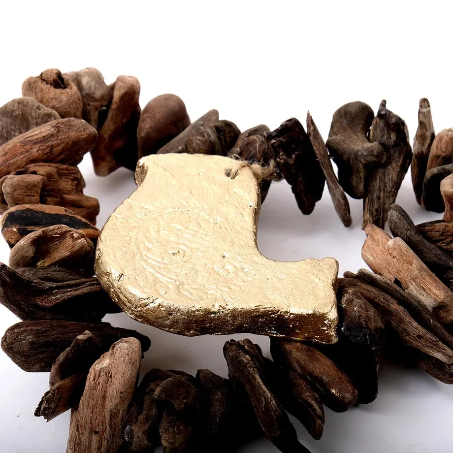 S3 Round Driftwood Ornament with Pulp Shapes Accents, image 4