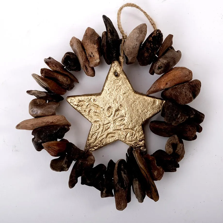 S3 Round Driftwood Ornament with Pulp Shapes Accents, image 5