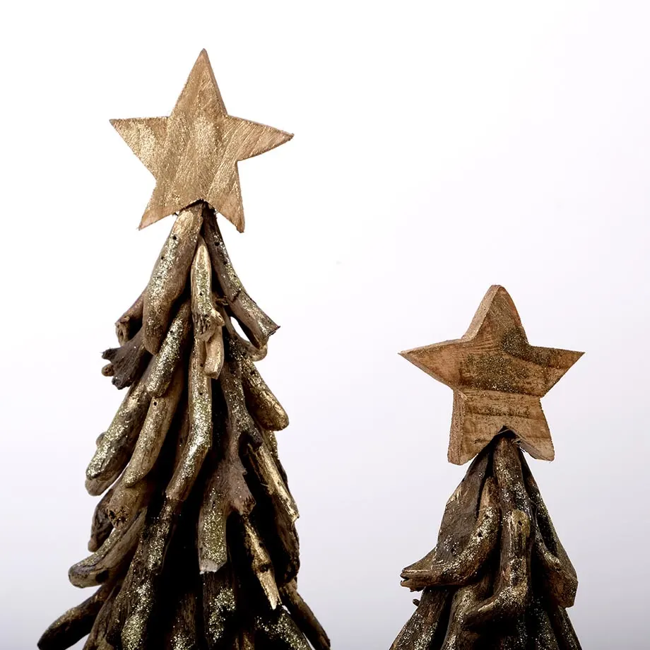 S/3 Christmas Tree in Gold Wash, image 1