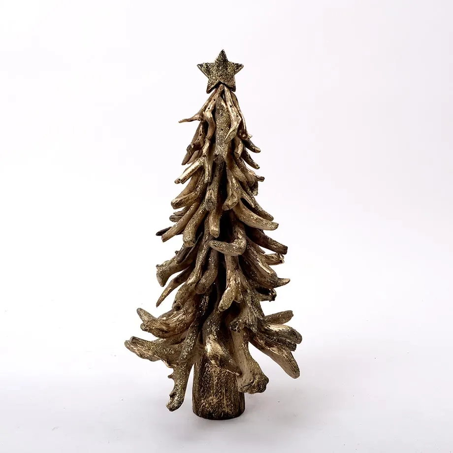 S/3 Christmas Tree in Gold Wash, image 4