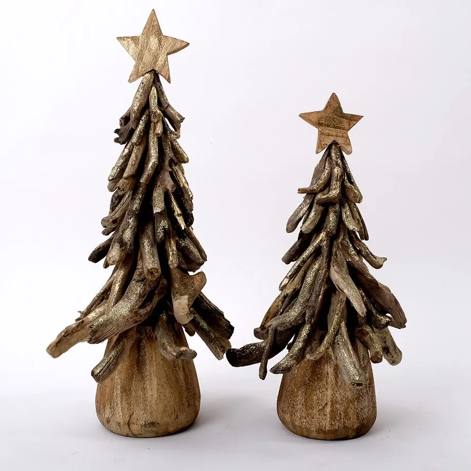 S/3 Christmas Tree in Gold Wash, image 5