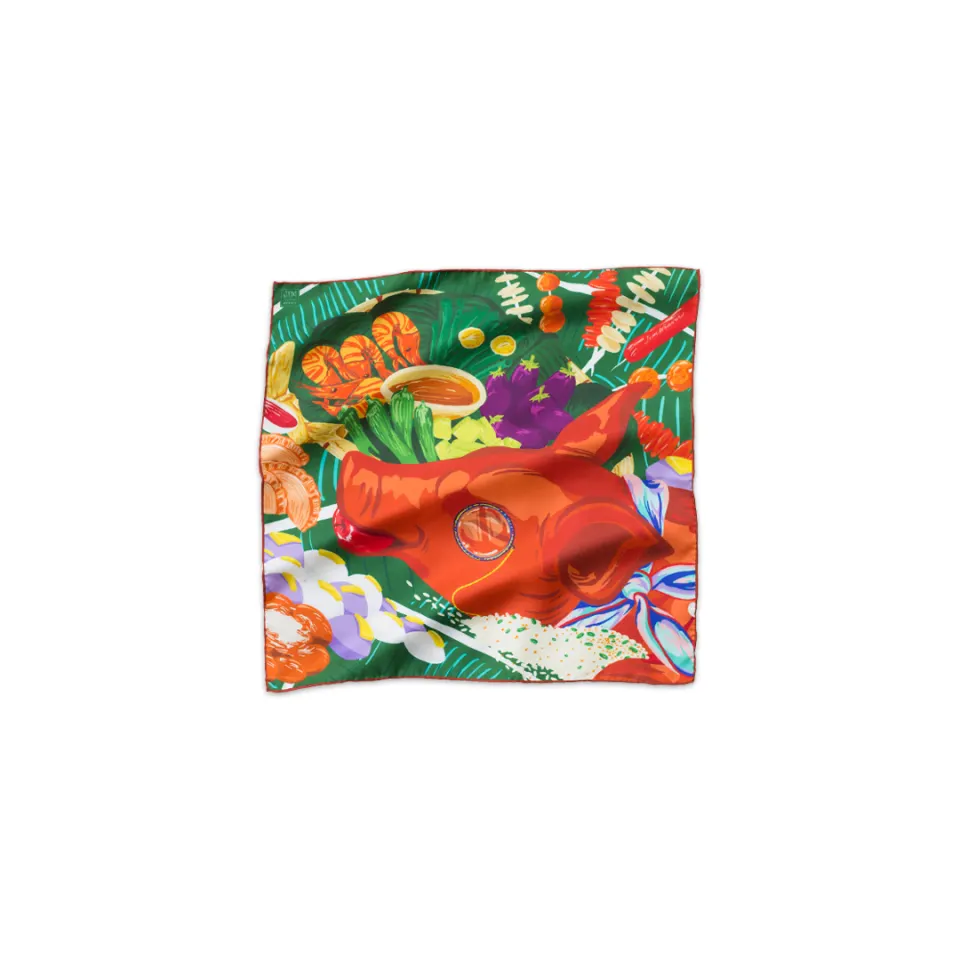 Lechon Silk Pocket Square/Scarf, image 1