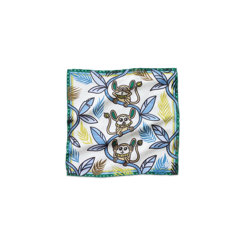 Tarsier No Evil Silk Pocket Square/Scarf, image 1