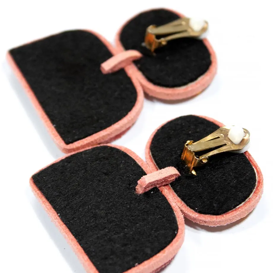 HEPHZIBAH Leather Hand Beaded Clip-on Earrings, image 3