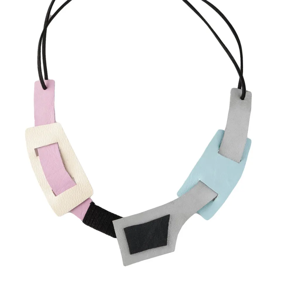 "Jiyu" In Galactic Silver Leather Statement Neckpiece, image 2