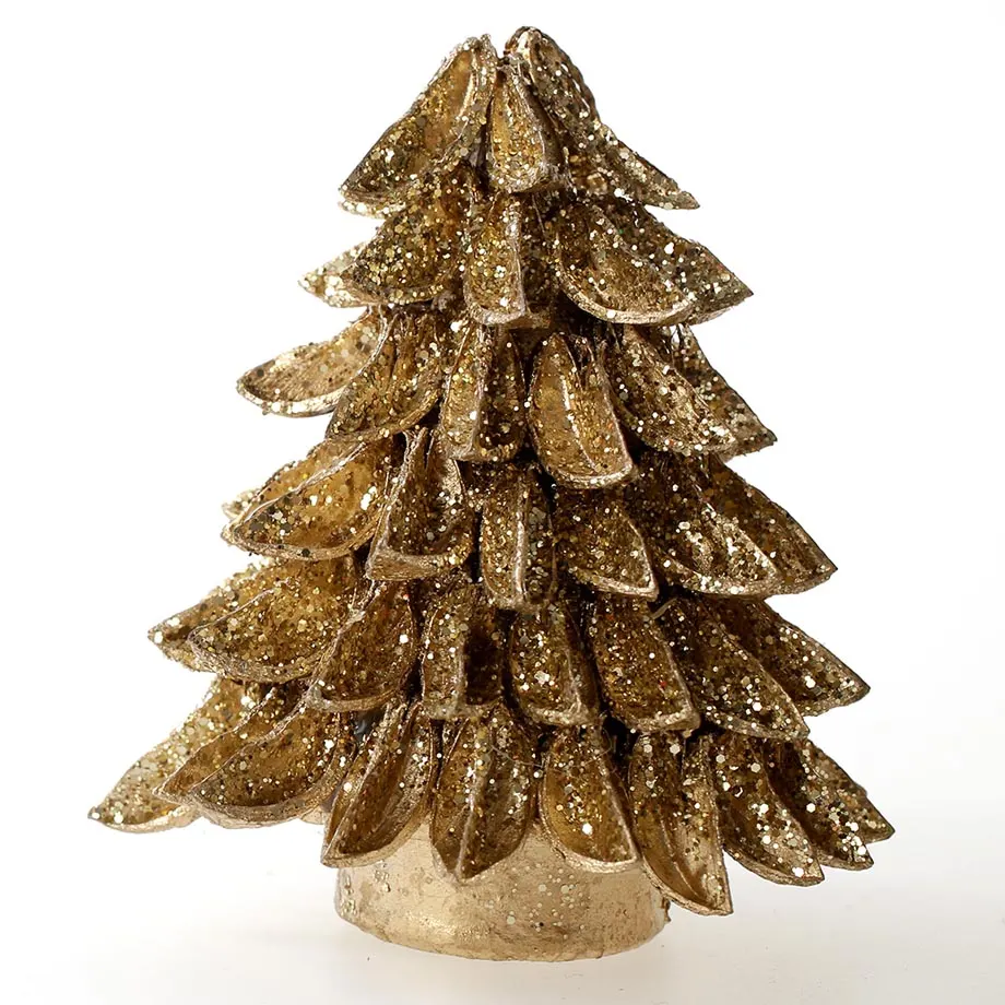 3.5”/8”H 1 set, 2pcs. Banaba Tree Ornament Gold, image 2