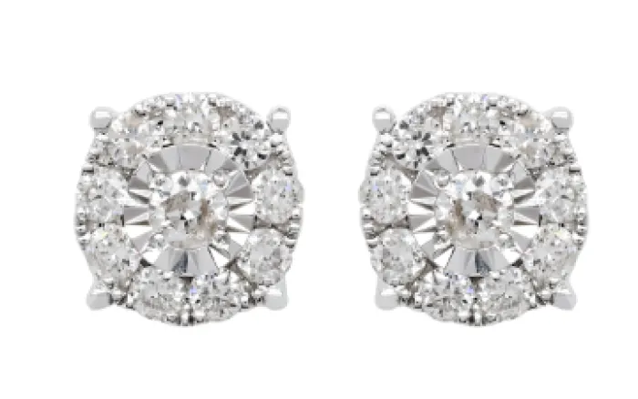 Natural Diamond Illusion Design in 14K White Gold