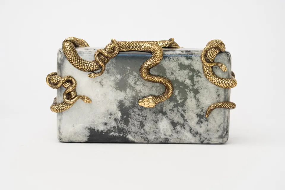 Medusa & Midas Minaudiere in Grey Parchment , image 1