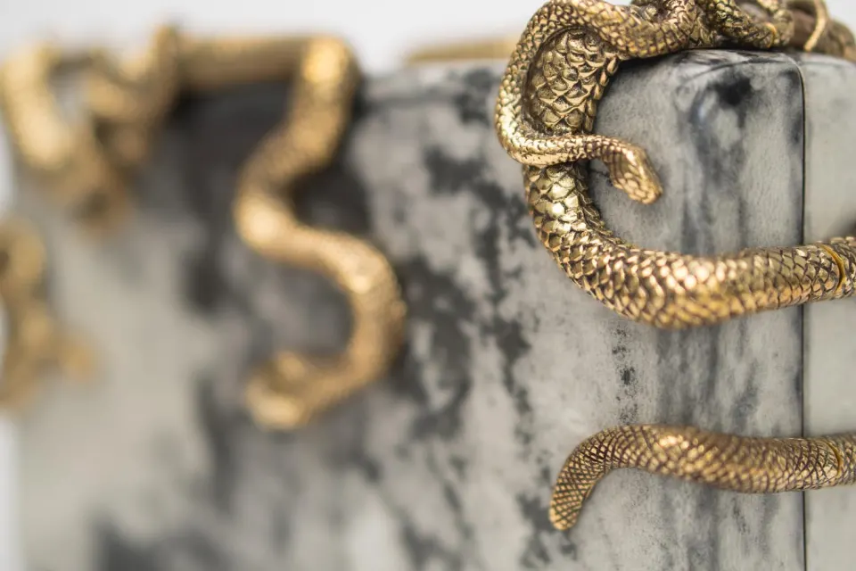 Medusa & Midas Minaudiere in Grey Parchment , image 2