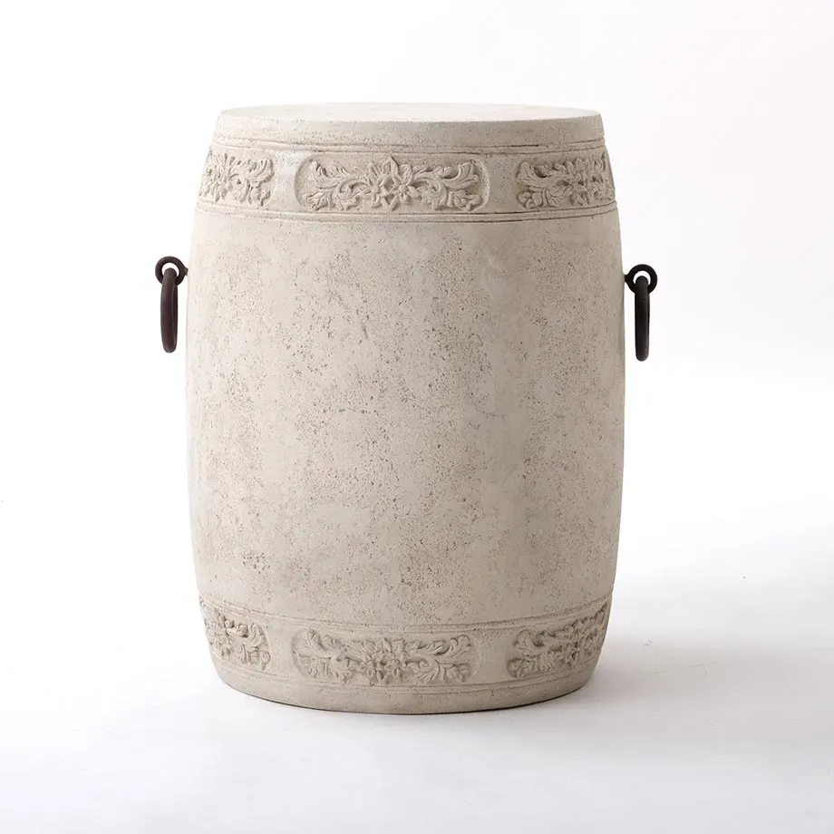 Acanthus Relief Barrel Stool, image 1