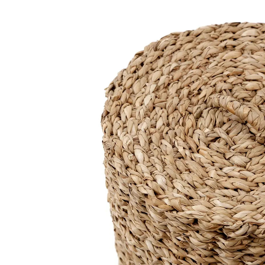 Round Barrel Braided Browngrass Hamper with Flat Lid, image 3