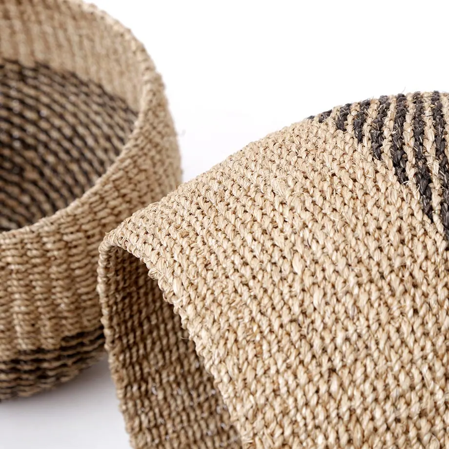 Round bulging Tahiti Basket with Diagonal Design, image 2