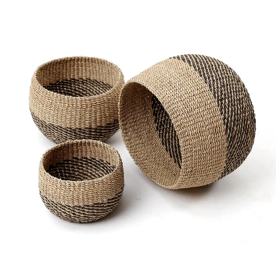 Round bulging Tahiti Basket with Diagonal Design, image 3
