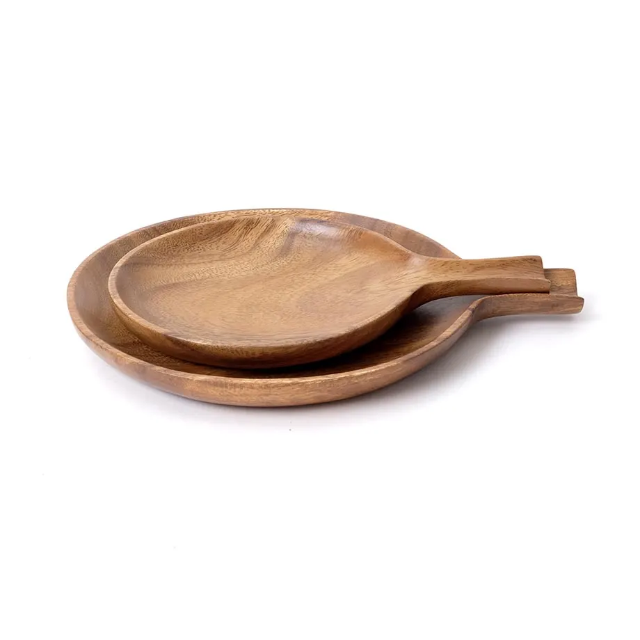 Acacia Round Serving Tray with Handle (MF-023), image 3