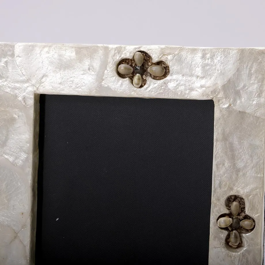 Natural Capiz Photo Frame with Engraved Floral Design, image 1