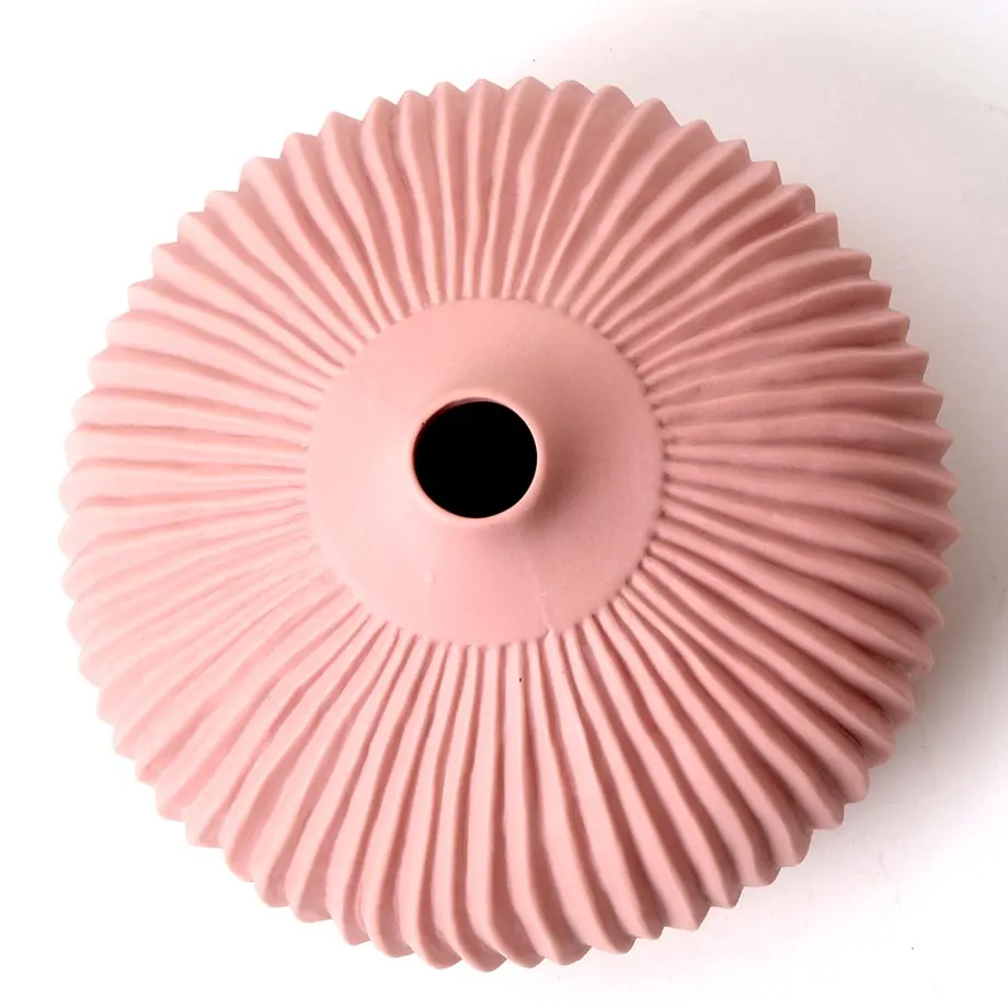 PLEAT GEOMETRIC FLAT ROUND BUD VASE, image 5