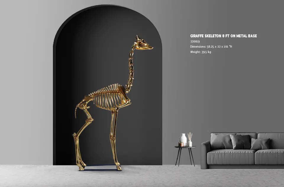 Giraffe skeleton 8ft goldleaf, image 1