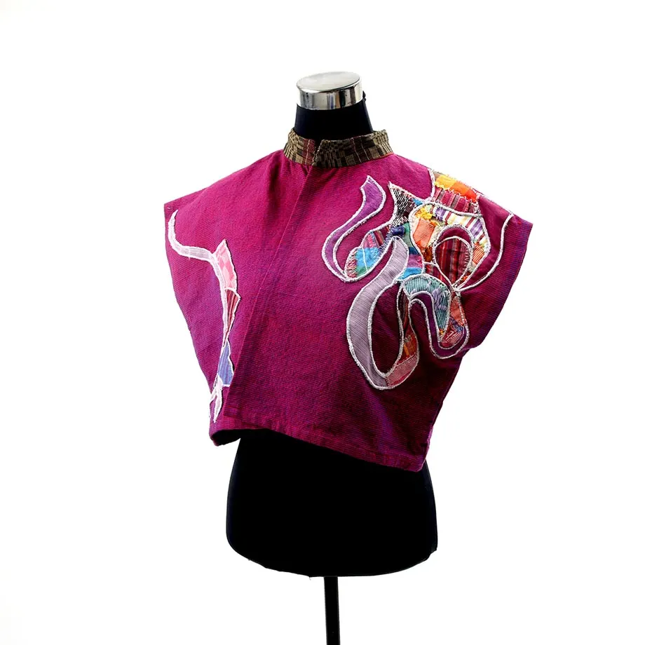 Wovenwear Classic / Kimono Shrug with embroidered art weave applique, image 1