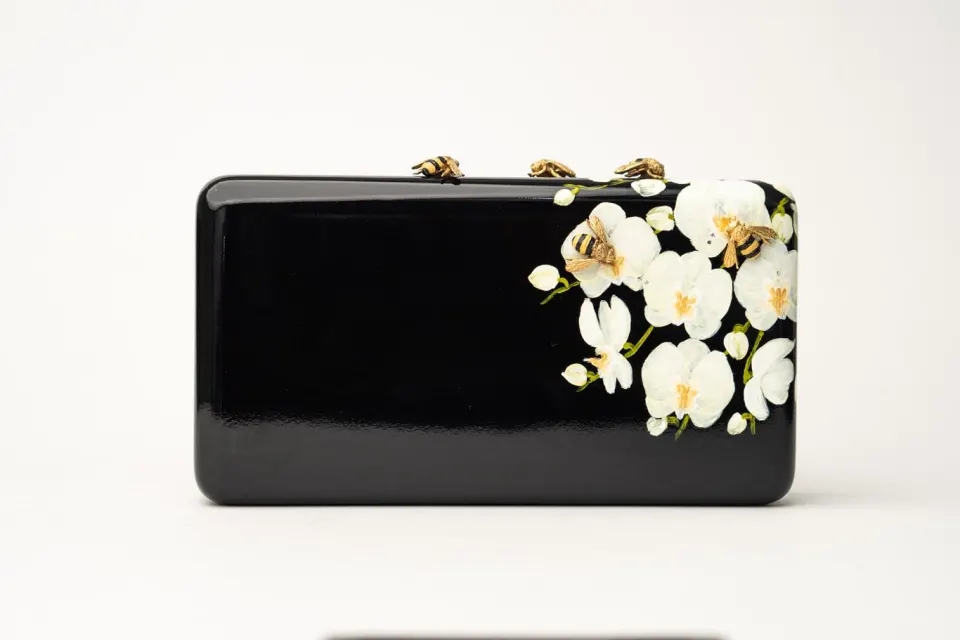 Persephone Minaudiere in Black Parchment, image 1