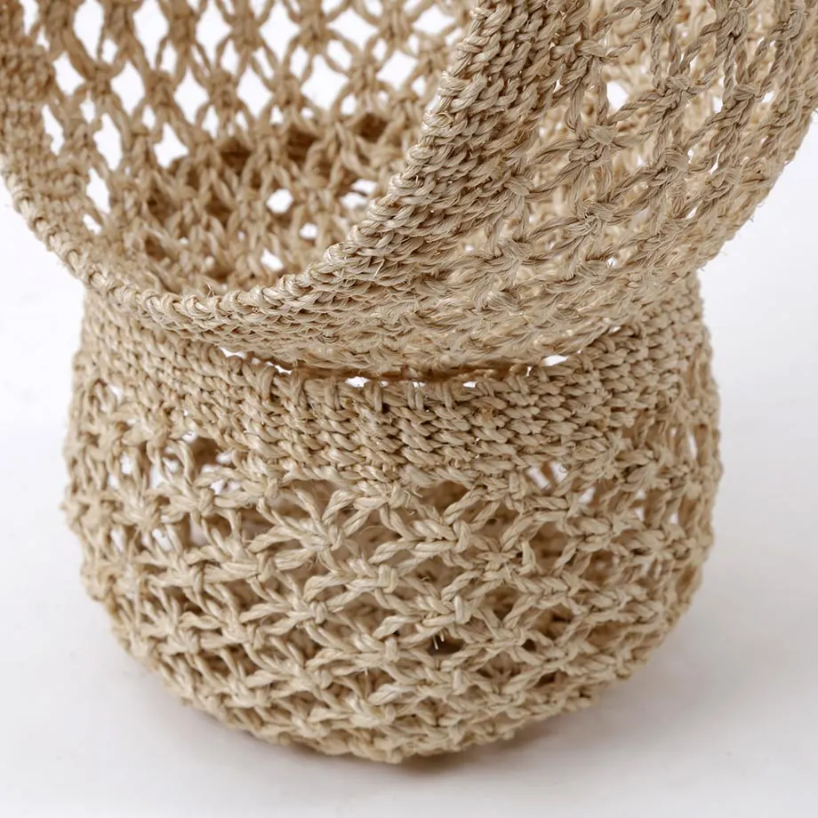Round bulging Tahiti basket, Macrame design, image 5