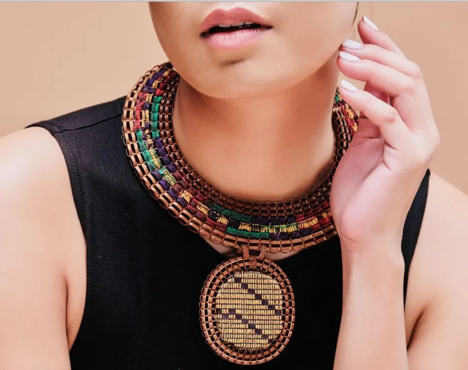 Agsam x Inaul Necklace. Two interwoven fabric, image 2