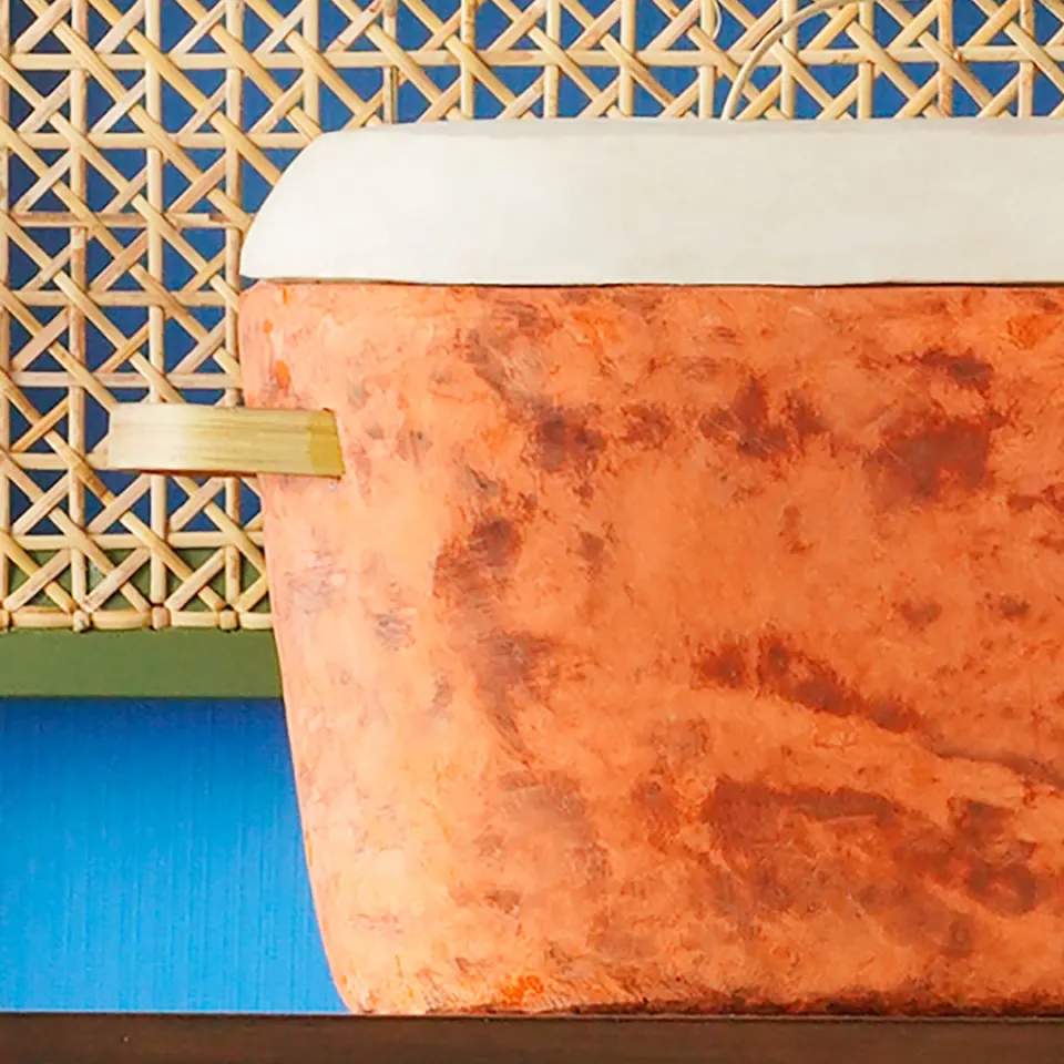 Red Oval Paper Clay Storage with Cover , image 2