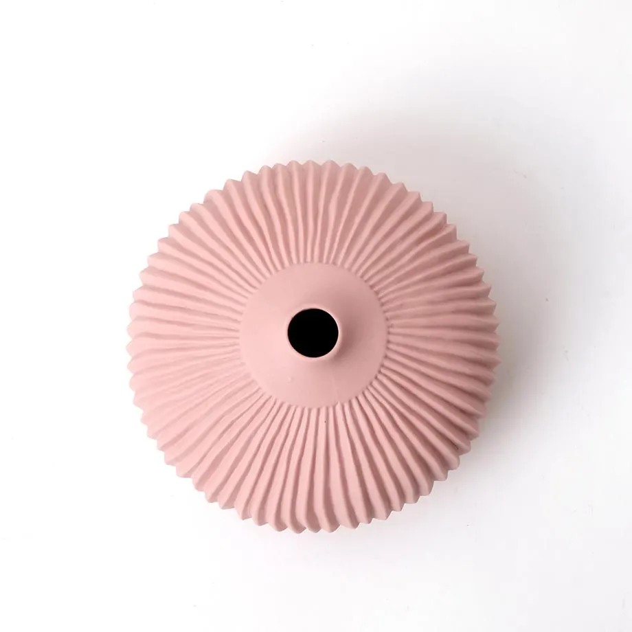 PLEAT GEOMETRIC FLAT ROUND BUD VASE, image 3
