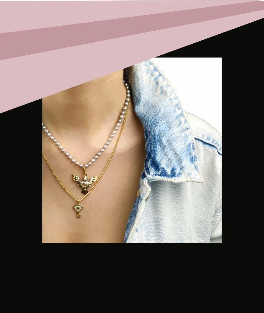Ava Medium Necklace and Avatar Necklace (18k Yellow Gold)