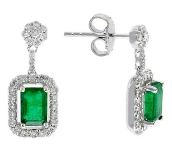 Emerald Dangling Set with Pave Stone design