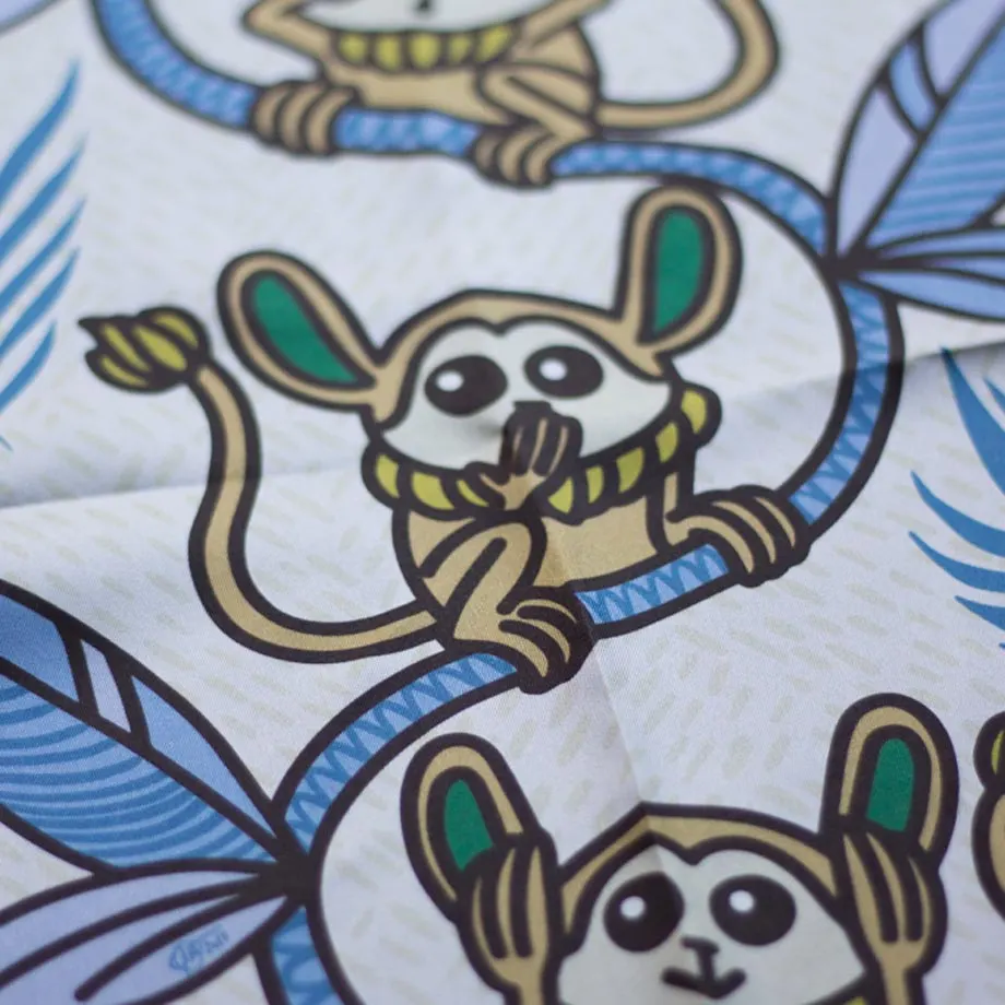 Tarsier No Evil Silk Pocket Square/Scarf, image 2