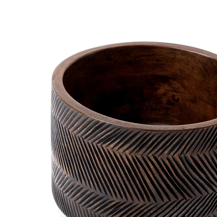 AMB20-01 Round footed bowl with carving, image 4