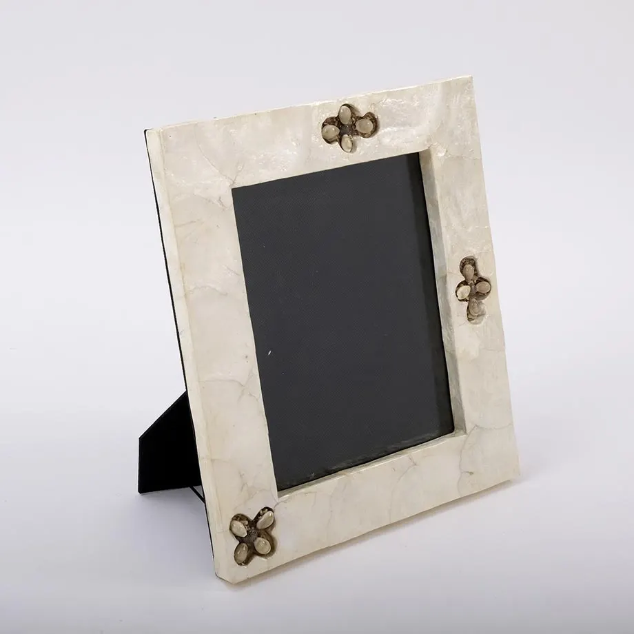 Natural Capiz Photo Frame with Engraved Floral Design, image 2