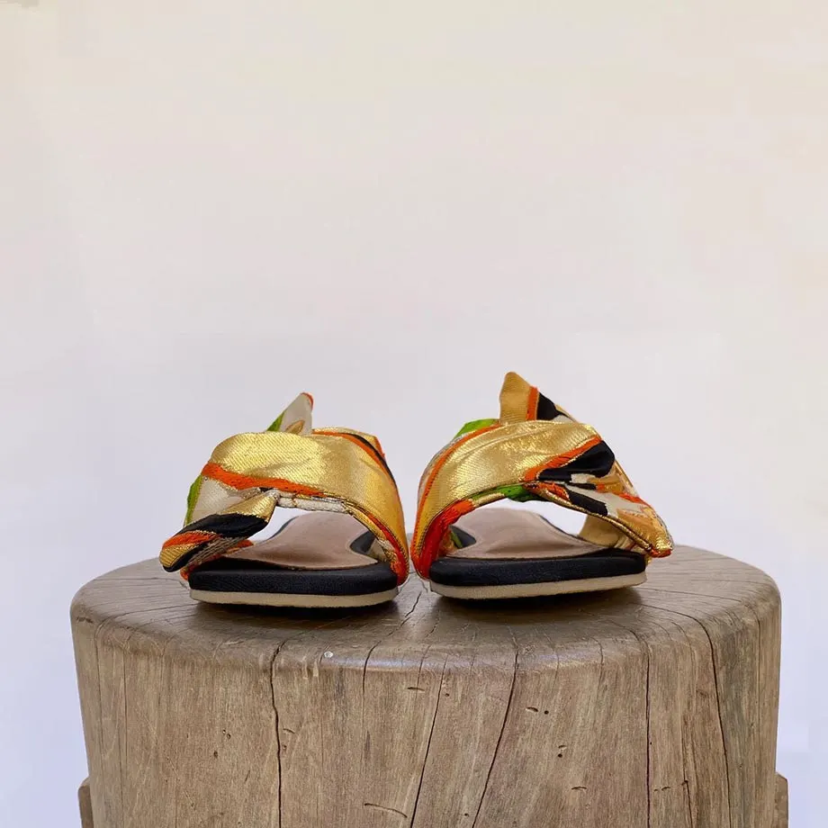 Oriental Black Obi Ribbon Sandal , image 2